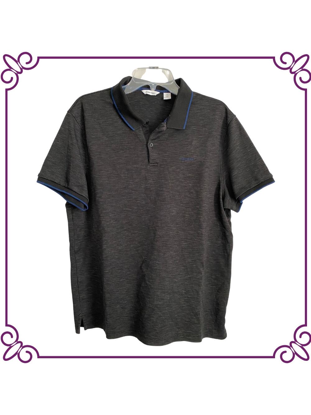 Calvin Klein Dark Charcoal Gray Marl Polo Shirt Medium Large